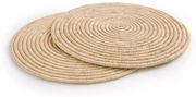 Set van 2 placemats in gevlochten raffia, Tibou