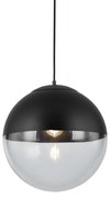 Retro hanglamp zwart met helder glas 35 cm - Eclipse Retro E27 bol / globe / rond Binnenverlichting Lamp