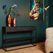 Starfurn New York Zwarte Sidetable Visgraat - 120 X 35cm.