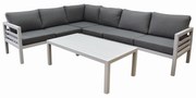 Fabri hoek loungeset 5 delig aluminium wit