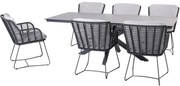 Minerva Fabrice dining tuinset 220x95xH75cm 7 delig HPL donkdergrijs 4 Seasons Outdoor