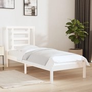 vidaXL Bedframe massief hout wit 75x190 cm 2FT6 Small Single