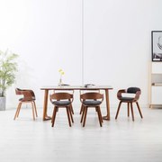 vidaXL Eetkamerstoelen 6 st stof en gebogen hout donkergrijs