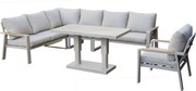 Lola dining hoek loungeset 6 delig verstelbare tafel latte zand