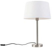 Stoffen Moderne tafellamp staal met witte kap 32 cm - Simplo Modern E27 rond Binnenverlichting Lamp