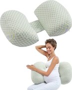 VEVOR Zwangerschapswigkussen 775x410x150 mm, W-vormig voedingskussen voor zwangere vrouwen, kussen voor zijslapers met afneembare en wasbare hoes ter ondersteuning van rug, buik en heupen