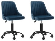 vidaXL Eetkamerstoelen draaibaar 2 st fluweel blauw