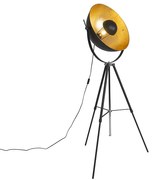Vloerlamp zwart met goud 51 cm verstelbaar tripod - Magnax Industriele / Industrie / Industrial E27 Binnenverlichting Lamp