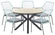 Garden Impressions Ross tuinset 6-delig zacht groen - Tulli tuintafel Ø148x75 cm light teak look