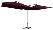 vidaXL Parasol dubbel met stalen paal 250x250 cm bordeauxrood