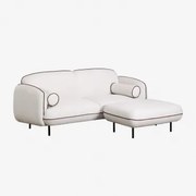 3-zitsbank Met Biel Poef Stof Wit - Sklum