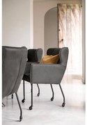 Goossens Excellent Eetkamerstoel Leogang zwart leer met armleuning en met wielen, elegant chic