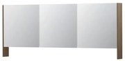INK SPK3 Spiegelkast - 180x14x74cm - 3 deuren - dubbelzijdige Spiegel - open planchet - schakelaar en stopcontact - MFC Zuiver eiken 1110420