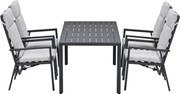 Garden Impressions Kasper tuinset 5-delig - tuintafel 160x84 cm donker grijs
