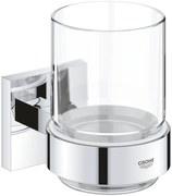 Grohe QuickFix Start Cube glashouder met glas chroom