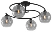 Moderne plafondlamp zwart met smoke glas 4-lichts - Alanis