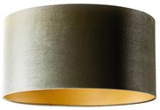 Velours lampenkap groen met gouden binnenkant 50/50/25 Klassiek / Antiek rond