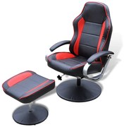 vidaXL Fauteuil met voetenbankje kunstleer zwart en rood