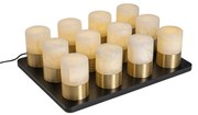 Set van 12 tafellampen goud RGBW oplaadbaar incl. laadstation - Alessia