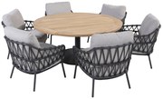 4 Seasons Outdoor Calpi low dining set met Saba tafel Ø 160 cm      antraciet weerbestendig