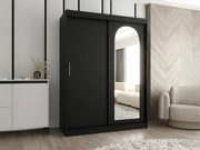 Kledingkast Hartford 502, Zwart, 200x150x62cm, 125 kg, Kledingkast deuren: Schuivend, Aantal planken: 5, Aantal planken: 5