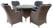 Riccione Darwin dining tuinset 110 cm rond 5-delig grijs