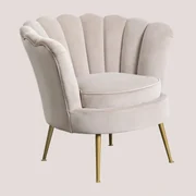 Fauteuil In Fluweel Morla Bruin - Tarwe - Sklum