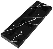 Brauer Coral dubbele wastafel marmerlook 140cm met 2 kraangaten nero marquina