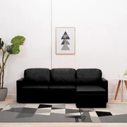 vidaXL Slaapbank driezits modulair kunstleer zwart
