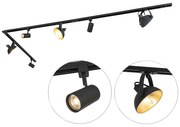1-fase railsysteem met 6 spots zwart verstelbaar - Magnax Jeana