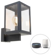 Smart buitenwandlamp grijs incl. Smart G95 - Sutton Up Klassiek / Antiek, Landelijk / Rustiek, Retro E27 IP44 Buitenverlichting kubus / vierkant vierkant