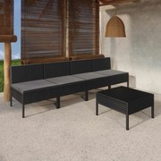 vidaXL 5-delige Loungeset met kussens poly rattan zwart