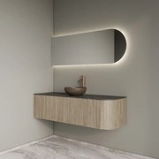 Gliss Design Alluro badmeubel ribbelfront met ronding rechts 140cm corn silk en zwart leisteen toppaneel