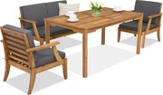 Danang Apetito 4 acacia houten tuinmeubelen met Garden Point poefs