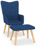 vidaXL Relaxstoel met voetenbank stof blauw