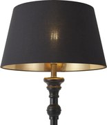 Vloerlamp met 45 cm kap zwart met gouden binnenkant - Classico