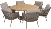 Puglia Saba low dining tuinset160ØxH69 cm 7 delig met latte onderstel teak Taste 4SO