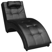 vidaXL Chaise longue met kussen kunstleer zwart