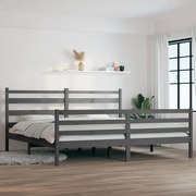 vidaXL Bedframe massief grenenhout grijs 200x200 cm