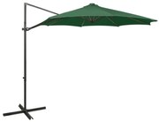 vidaXL Zweefparasol met paal en LED-verlichting 300 cm groen