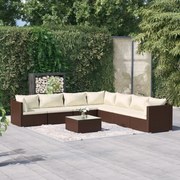 vidaXL 8-delige Loungeset met kussens poly rattan bruin