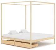 vidaXL Hemelbedframe met 2 lades massief grenenhout 160x200 cm