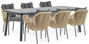 Tuinset 6 personen 220 cm Aluminium/rope Taupe Lifestyle Garden Furniture Marbella/Tavano
