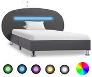 vidaXL Bedframe met LED kunstleer grijs 90x200 cm