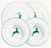 Handgemaakte keramiek servies Green Deer, 2 personen, 4-delig