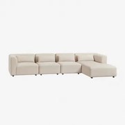 4-delige Modulaire Rechter Chaise Longue Bank Fogler Linnen Fluweel Linnenbeige - Sklum