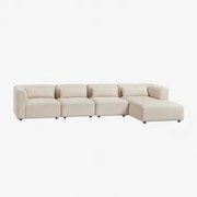 Fogler 4-delige Modulaire Chaise Longue-bank Rechts Corduroy Beige – Linnen - Sklum