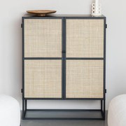 Rotan Kastje Zwart Japandi Stijl - 80x38x100cm.