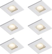 Set van 6 moderne inbouwspots wit vierkant IP44 - Qure
