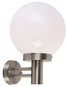 Moderne buitenwandlamp staal RVS met kunststof bol IP44 - Sfera